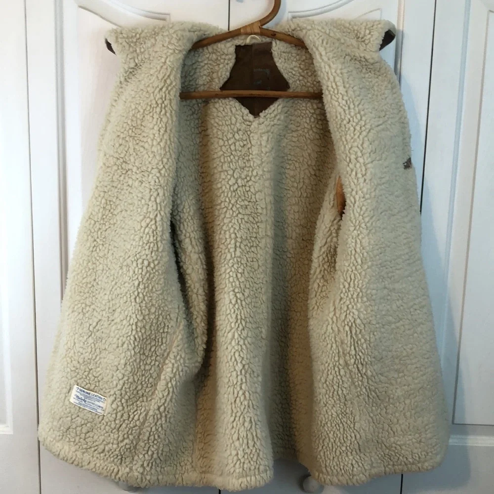 Vintage 70s Marlboro Man Suede Leather Shearling Rancher Coat